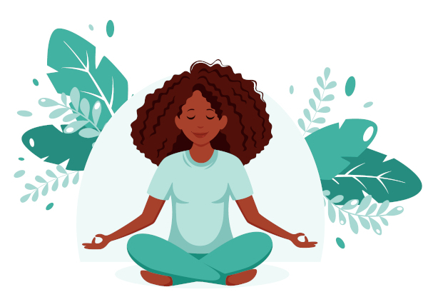 A woman, sitting down.